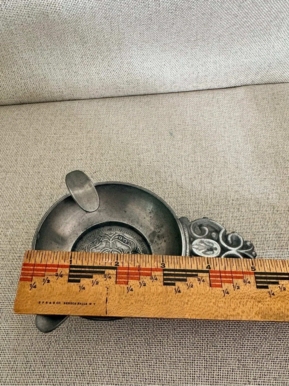 Vintage Rein Zinn German Pewter Tastevin Wine Taster Cigar Tray Angel Medallion
